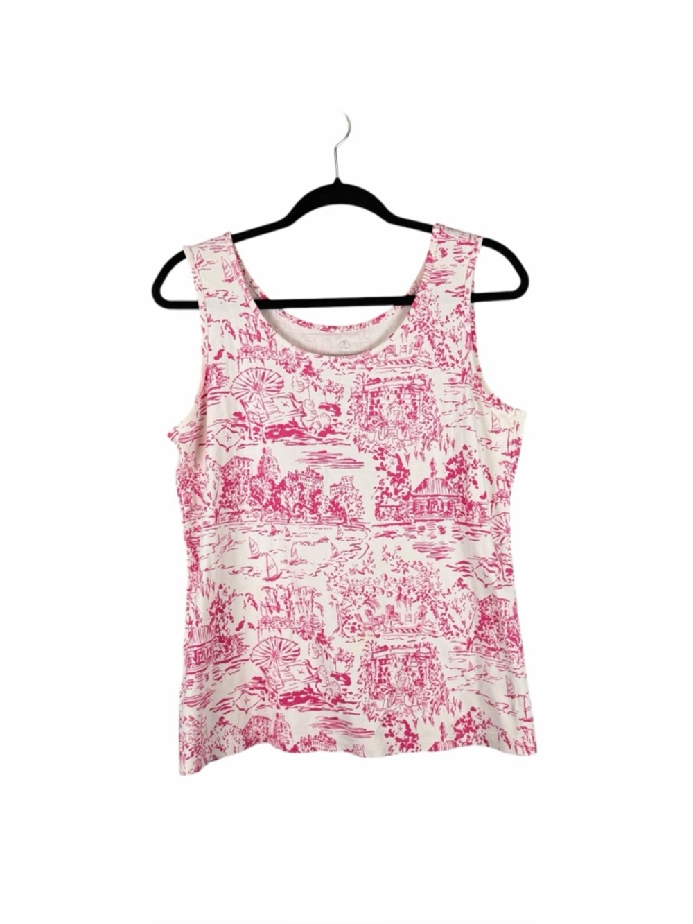 Lands’ End Pink Toile Print Sleeveless Tank Top Medium